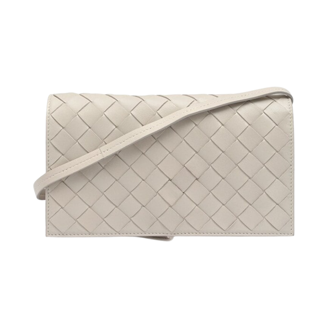 630547VCPP39644 Bottega Veneta Woven Leather Shoulder Bag Ivory