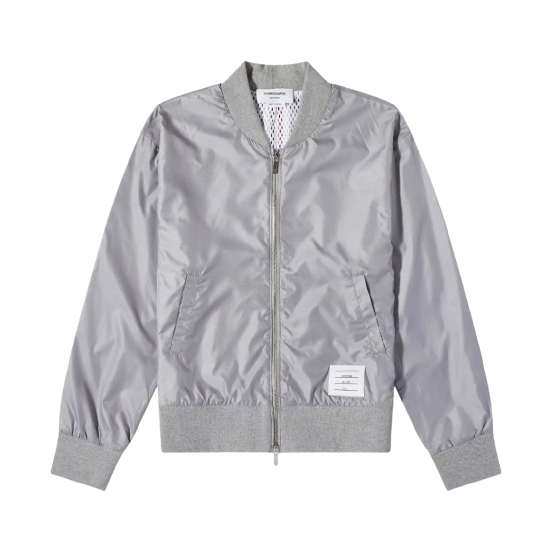 톰브라운 센터백 스트라이프 립스탑 봄버 자켓 라이트 그레이(Thom Browne Center Back Stripe Ripstop Bomber Jacket Light Grey) - 1