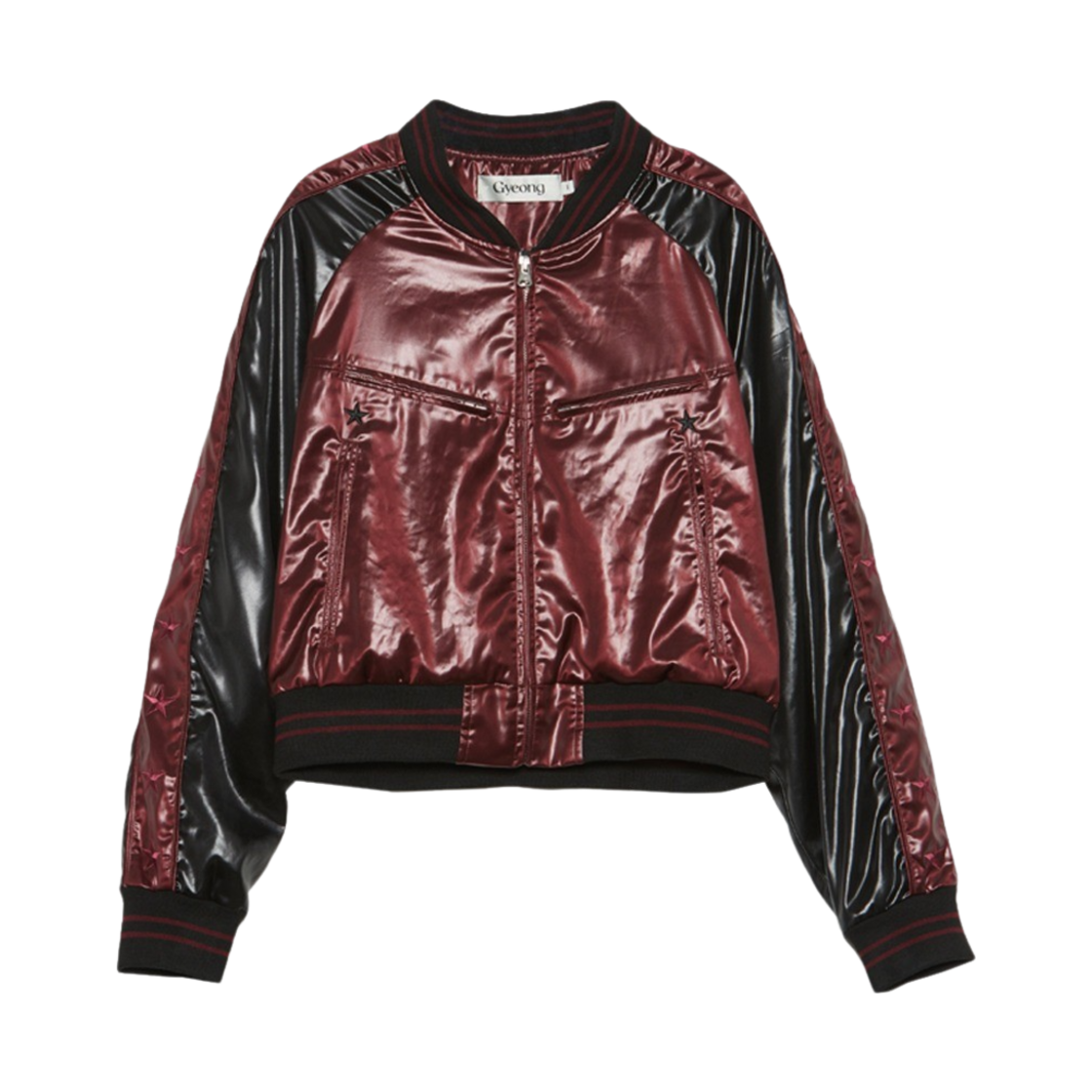GY31SJ04BG01 Gyeong Star Satin Bomber Jacket Burgundy