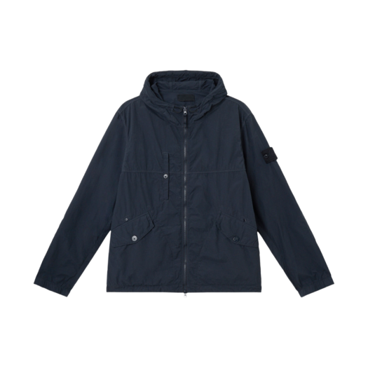 Stone Island 4100032 Nylon Smerigliato Stone Island Ghost Hooded Jacket with Soft Feel and Anti-Drop Navy Blue - 25SS