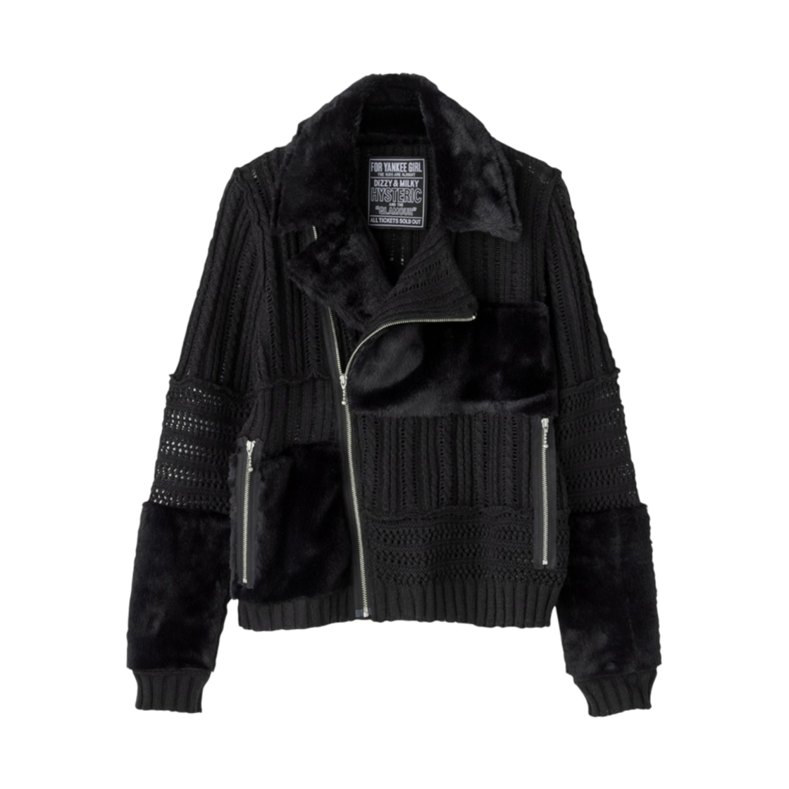(W) 히스테릭 글래머 스크래치 라이더 자켓 블랙((W) Hysteric Glamour Scratch Riders Jacket Black) - 1