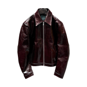 Undermycar Cordovan Effect Crop Easy Rider Jacket Red - 25SS