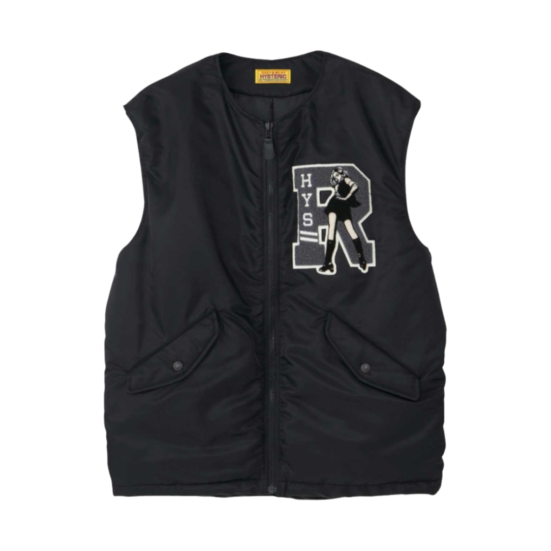 (W) 히스테릭 글래머 HYS 락 엠블럼 오버사이즈 베스트 블랙((W) Hysteric Glamour HYS Rock Emblem Oversize Vest Black) - 1