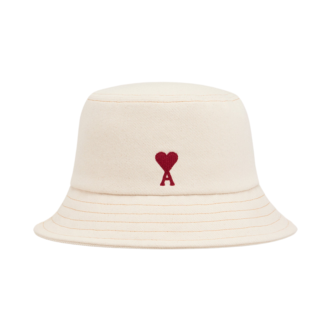 아미 스몰 하트 로고 코튼 트윌 자수 버킷햇 블랑 크렘(AMI de Coeur Cotton Twill Embroidery Bucket Hat Blanc Creme) - 1