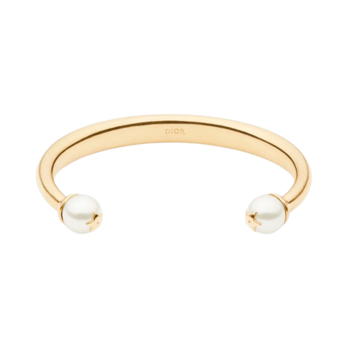 (W) 디올 트리발 뱅글 골드 피니쉬 메탈 화이트 레진 펄((W) Dior Tribales Bangle Gold Finish Metal White Resin Pearls) - 1