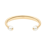 (W) Dior Tribales Bangle Gold Finish Metal White Resin Pearls