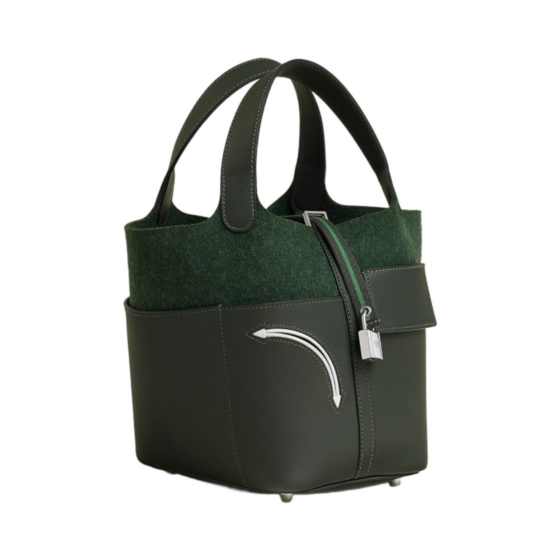 에르메스 피코탄 락 18 백 펠트 스위프트 & 팔라듐 하드웨어 베르 퐁쎄 베르 앵글레 베르 퐁쎄 캑터스 뉴 화이트(Hermes Picotin Lock 18 Bag Felt Swift & Palladium Vert Fonce Vert Anglais Vert Fonce Cactus New White) - 2