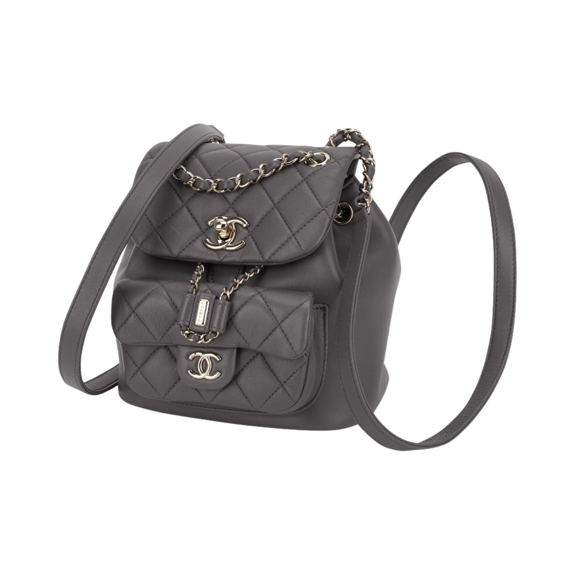 샤넬 스몰 백팩 램스킨 & 골드 메탈 다크 그레이(Chanel Small Backpack Lambskin & Gold Dark Grey) - 3