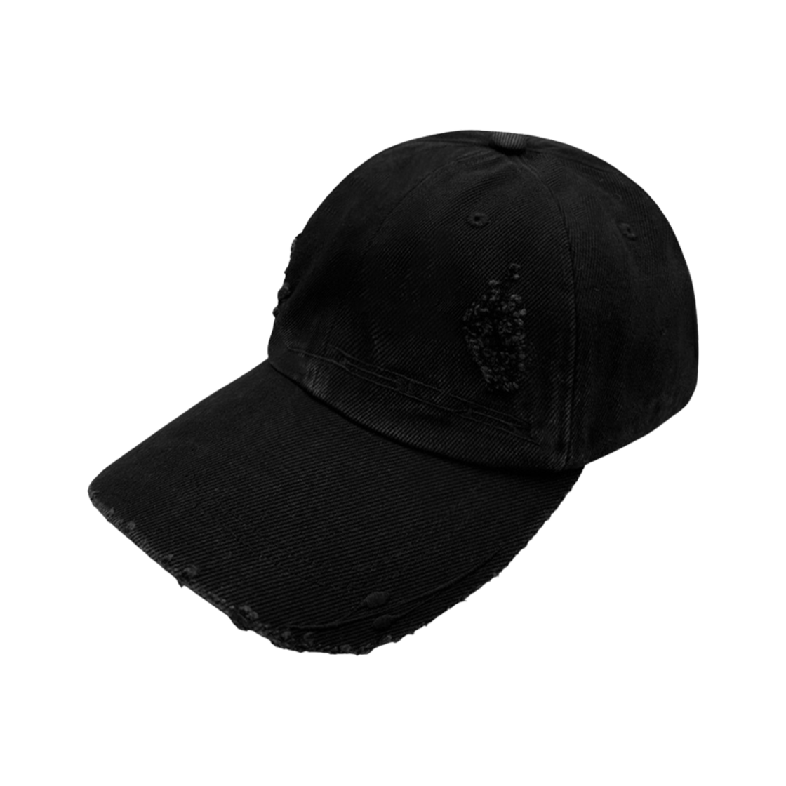비엘알 커브드 로고 데미지드 데님 캡 블랙(BLR Curved Logo Damaged Denim Cap Black)
