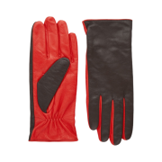 COS Cashmere Lined Colour Block Leather Gloves Black Red