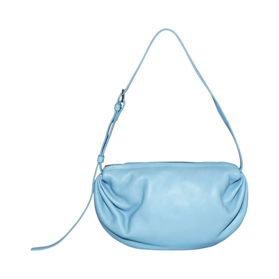 코스 개더드 레더 숄더백 라이트 블루