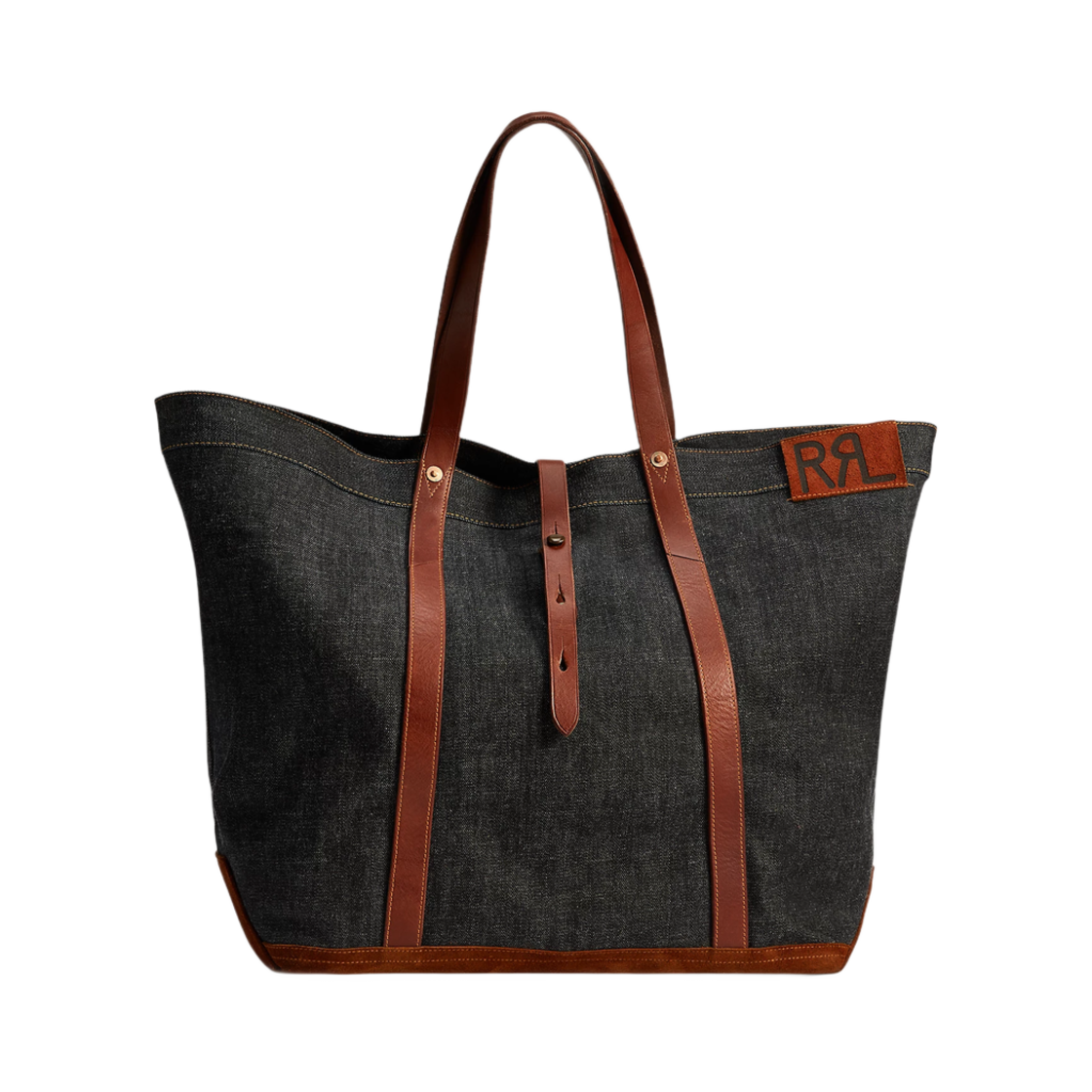 더블알엘 레더 트림 데님 토트 인디고(Double RL Leather Trim Denim Tote Indigo)