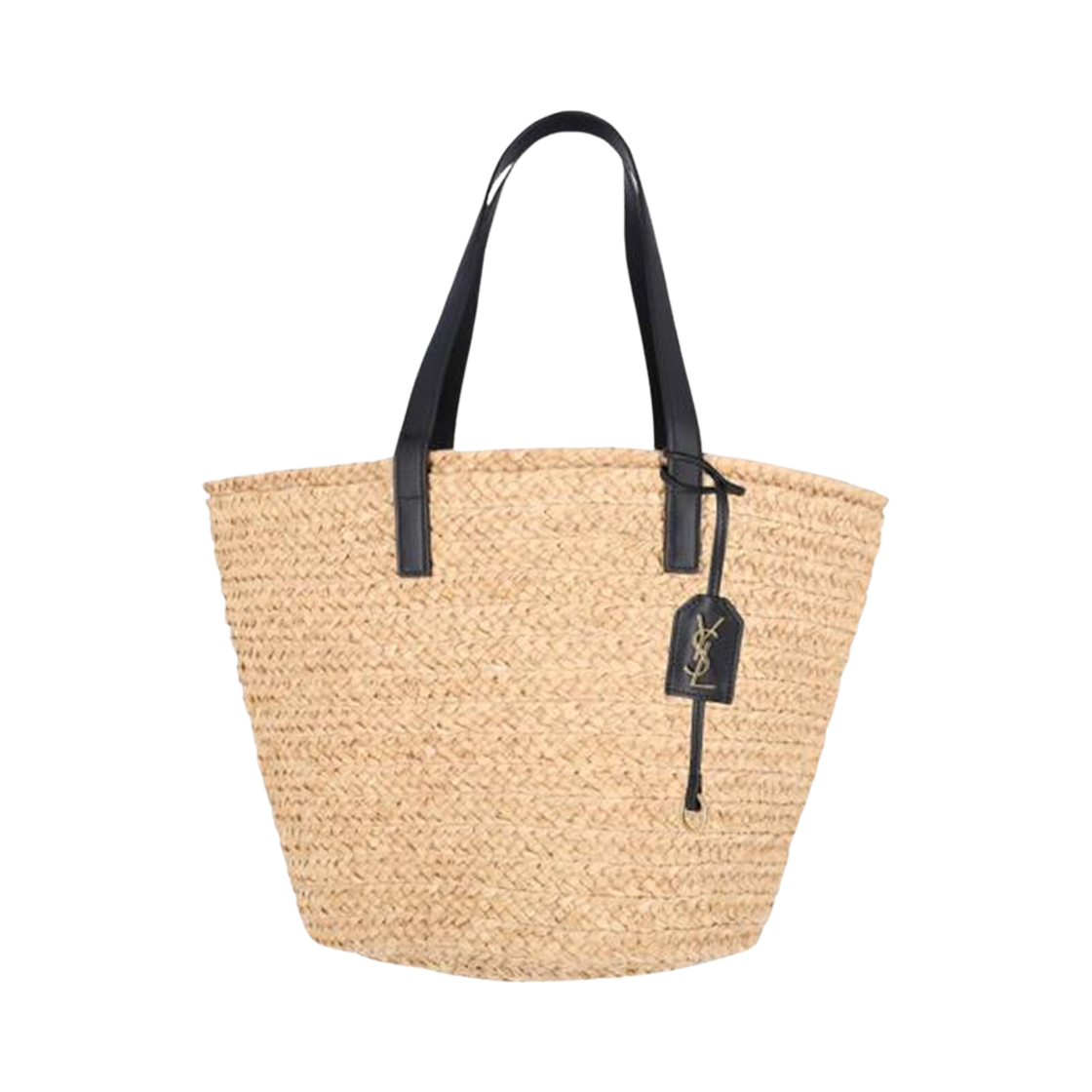 693242-GQTHJ-7063 Saint Laurent Panier Medium Bag in Raffia Beige