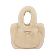 Prada Shearling Mini Handbag Ecru