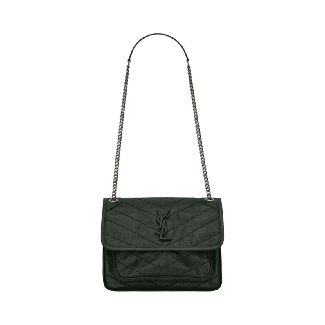 생로랑 니키 베이비 체인 백 크링클 빈티지 레더 다크 그린(Saint Laurent Niki Baby Chain Bag In Crinkled Vintage Leather Dark Green) - 1