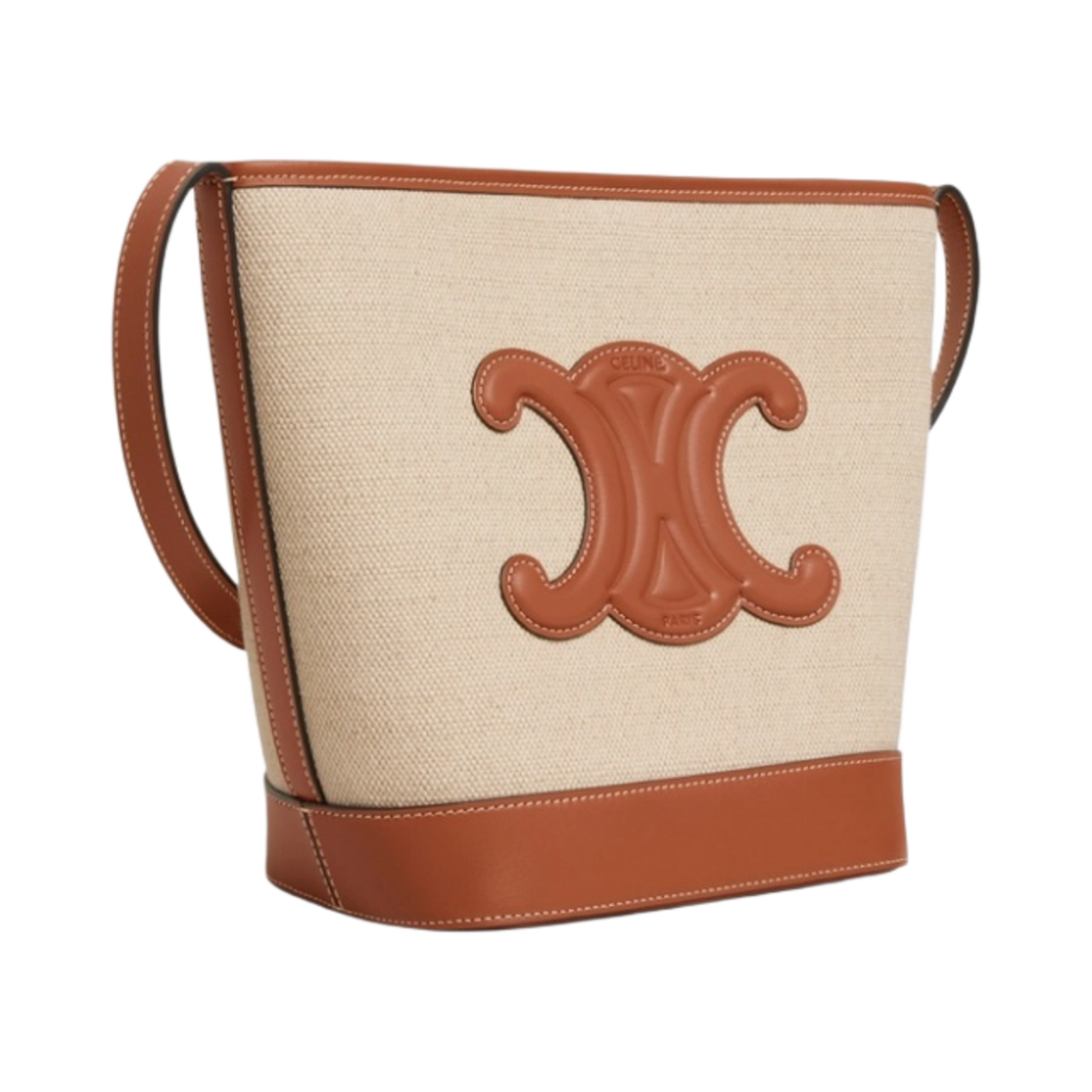셀린느 텍스타일 & 카프스킨 스몰 버킷백 레더 트리옹프 내츄럴 탄(Celine Small Bucket Cuir Triomphe in Textile and Calfskin Natural Tan) - 2