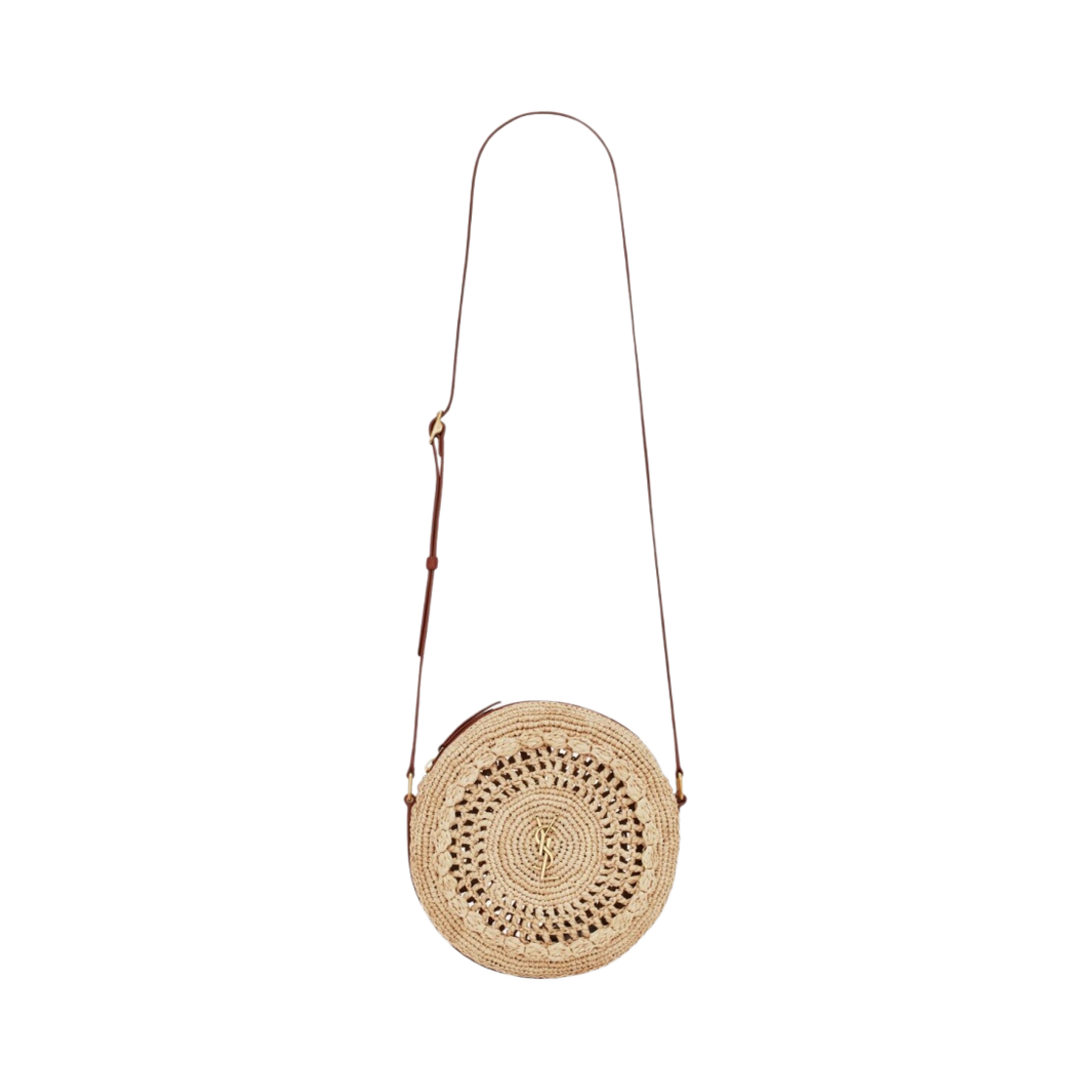 생로랑 라피아 스무스 레더 삭 론드 내츄럴(Saint Laurent Sac Rond in Raffia and Smooth Leather Naturel) - 1