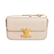 Celine Triomphe Shoulder Bag in Shiny Calfskin Ivory