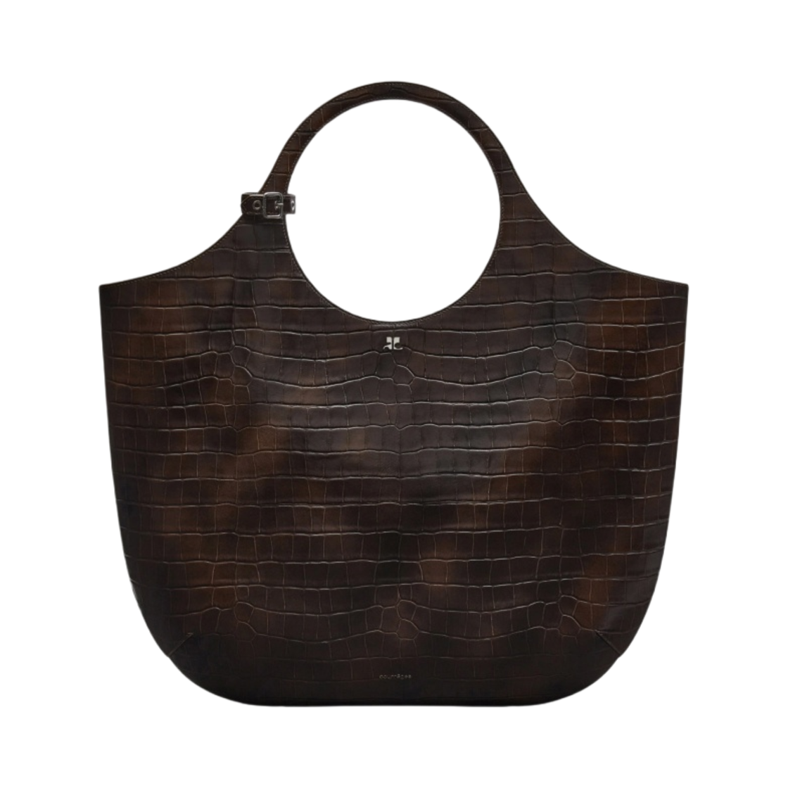 224GSA103CR0060114 Courreges Large Holy Croco Stamped Bag Bark