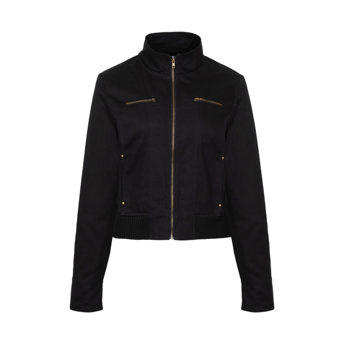 러프넥 코튼 블루종 자켓 블랙