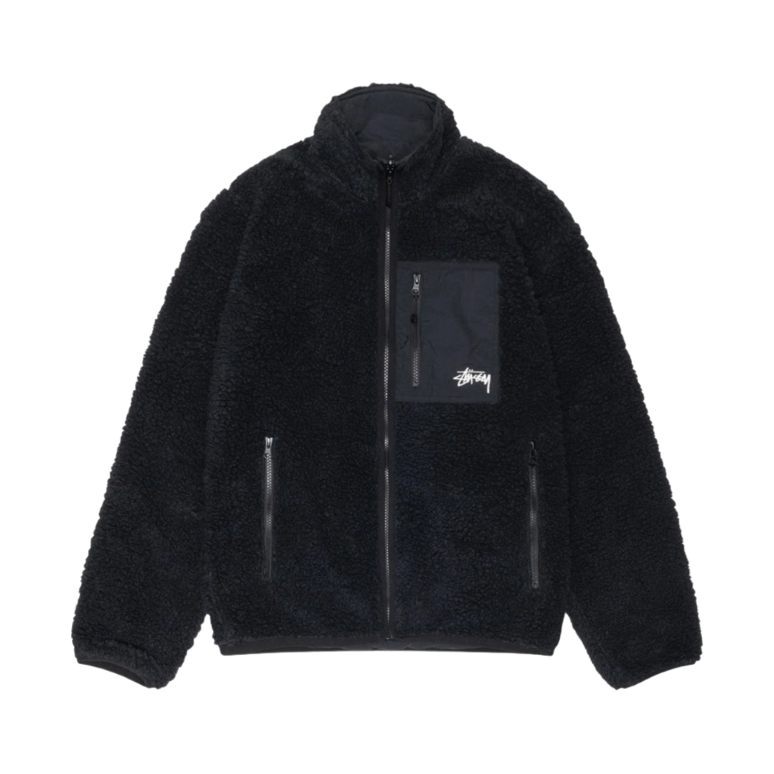 118529 Stussy Sherpa Reversible Jacket Black