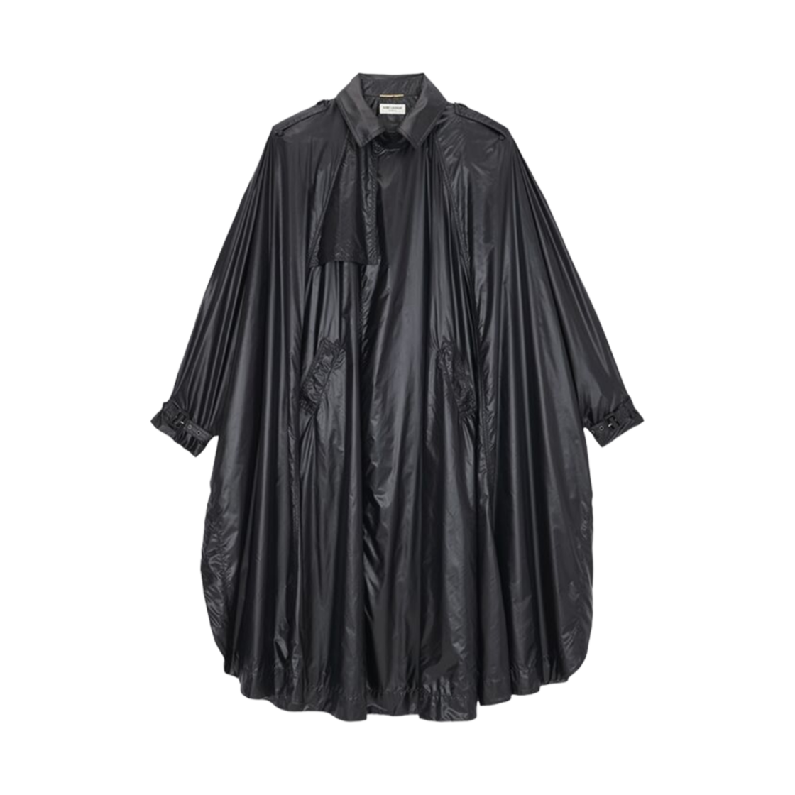 747050-Y5F65-1000 (W) Saint Laurent Trench Cape In Nylon Black