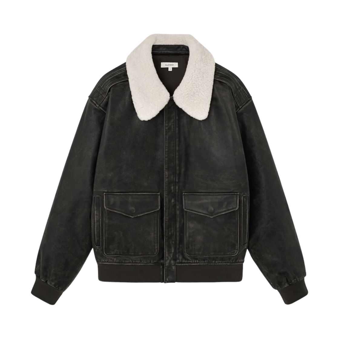 - (W) Glowny Air Force Leather Jacket Washed Black