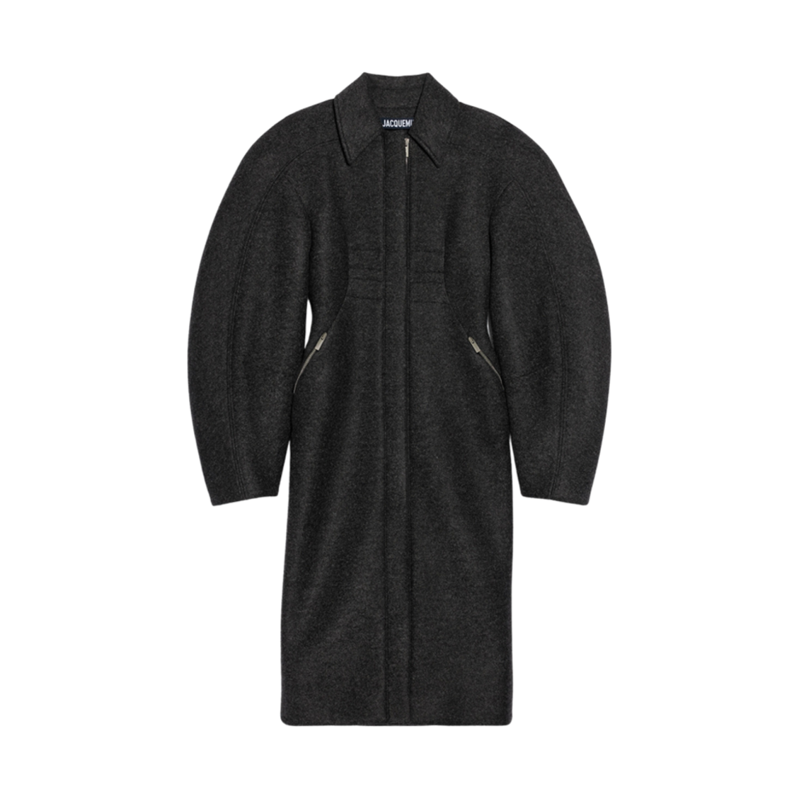 (W) 자크뮈스 르 망토 크루아상 아워글래스 코트 다크 그레이((W) Jacquemus Le Manteau Croissant Hourglass Coat Dark Grey) - 1