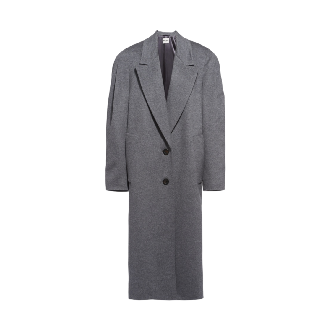 (W) 미우 미우 싱글 브레스티드 벨루어 코트 그레이((W) Miu Miu Single Breasted Velour Coat Grey) - 1