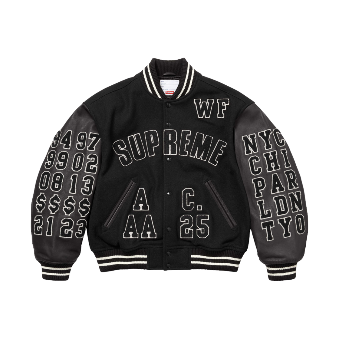 슈프림 프레이즈 바시티 자켓 블랙 - 25SS(Supreme Praises Varsity Jacket Black - 25SS)
