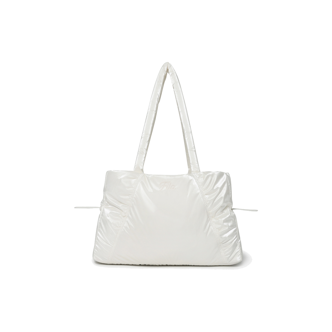 1100FS253RB01F002175 [6% 적립] FILA Glossy Shirring Shoulder Bag White