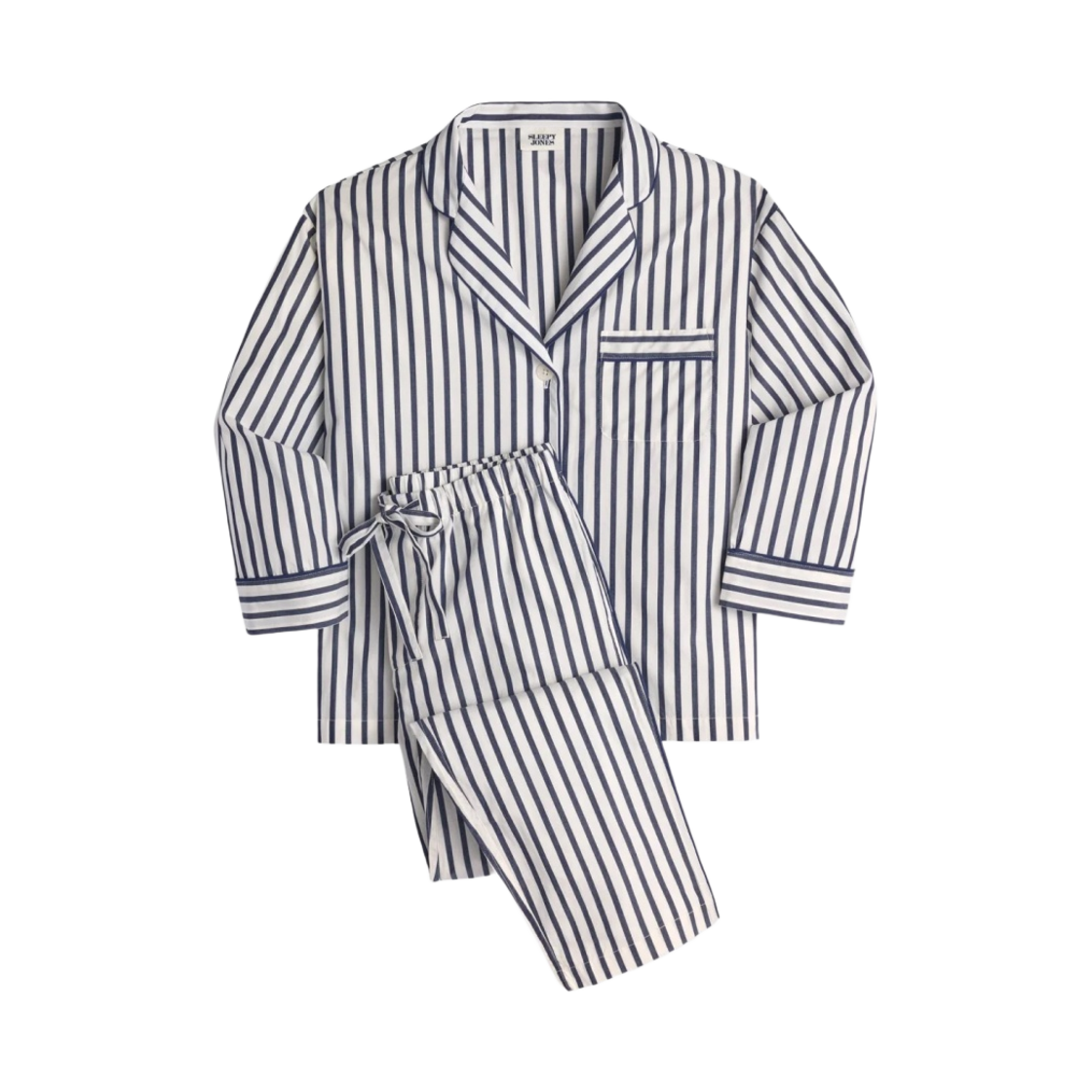 (W) 슬리피존스 마리나 파자마 세트 네이비 브레통 스트라이프((W) Sleepy Jones Marina Pajama Set Navy Breton Stripe)