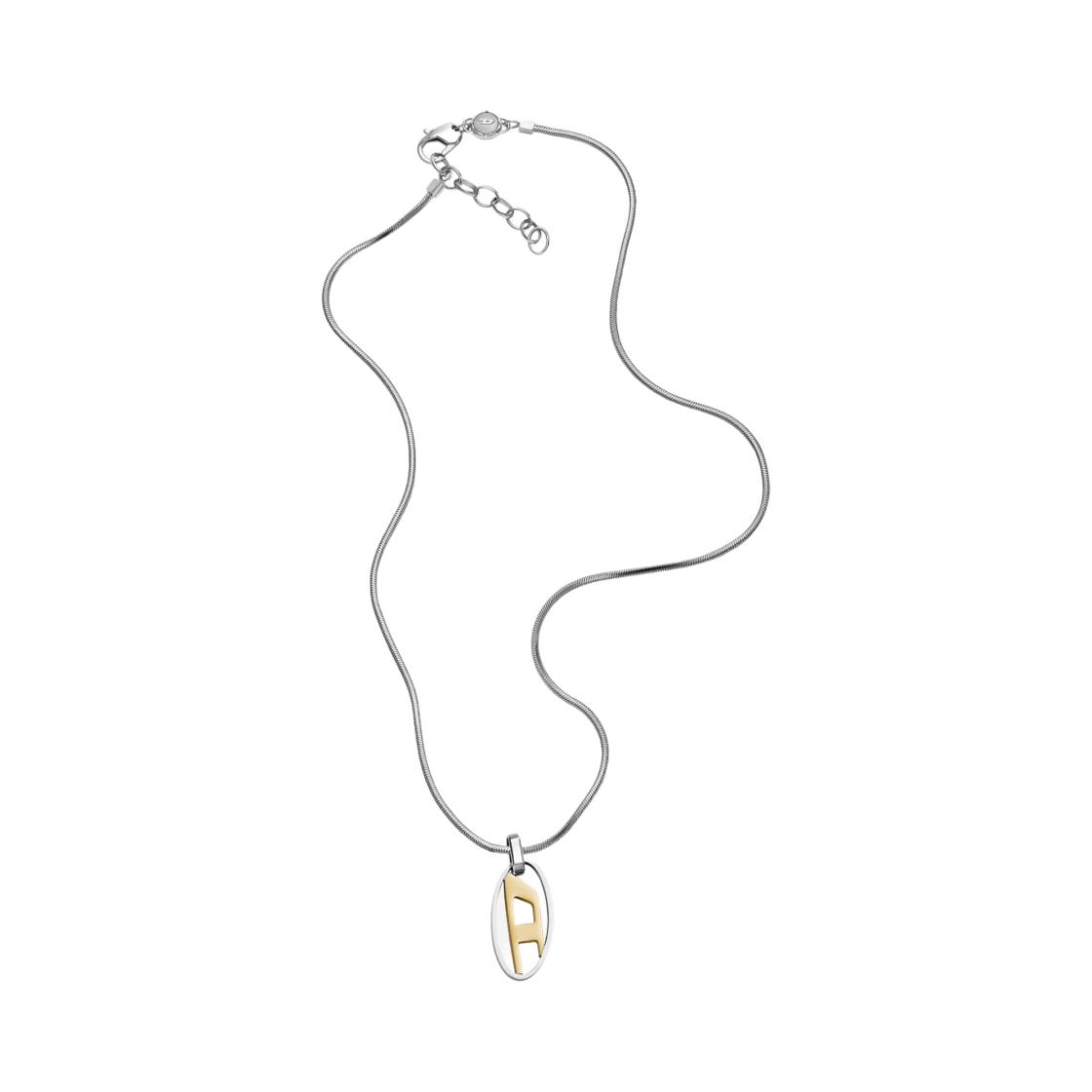 디젤 Dx1421 투톤 스테인리스 스틸 팬던트 네클리스 실버(Diesel Dx1421 Two-Tone Stainless Steel Pendant Necklace Silver)