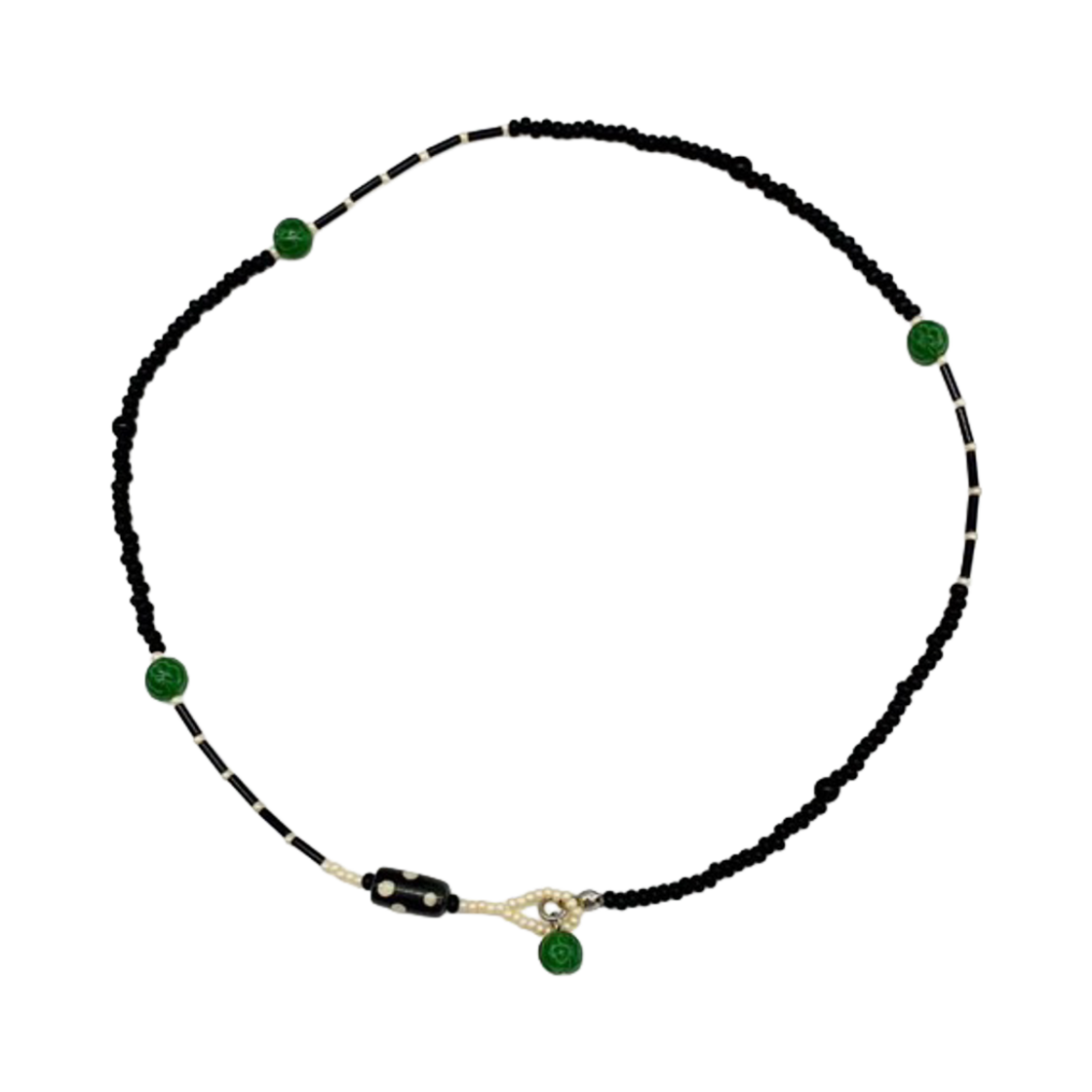 산리 도트 클로버 네클리스 그린(SANLI Dot Clover Necklace Green)