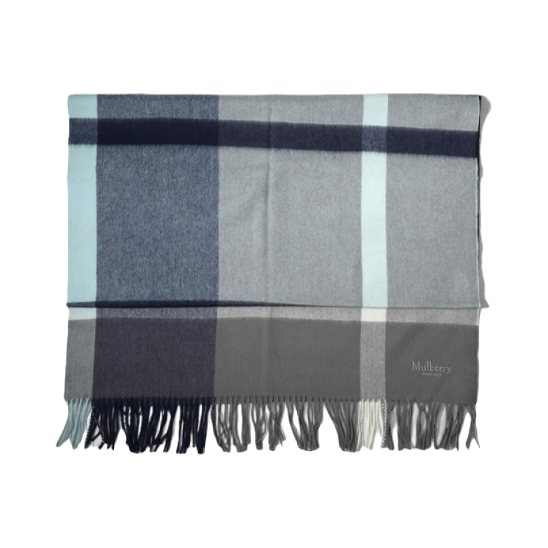 멀버리 라지 체크 메리노 울 스카프 그레이(Mulberry Large Check Merino Wool Scarf Grey) - 1