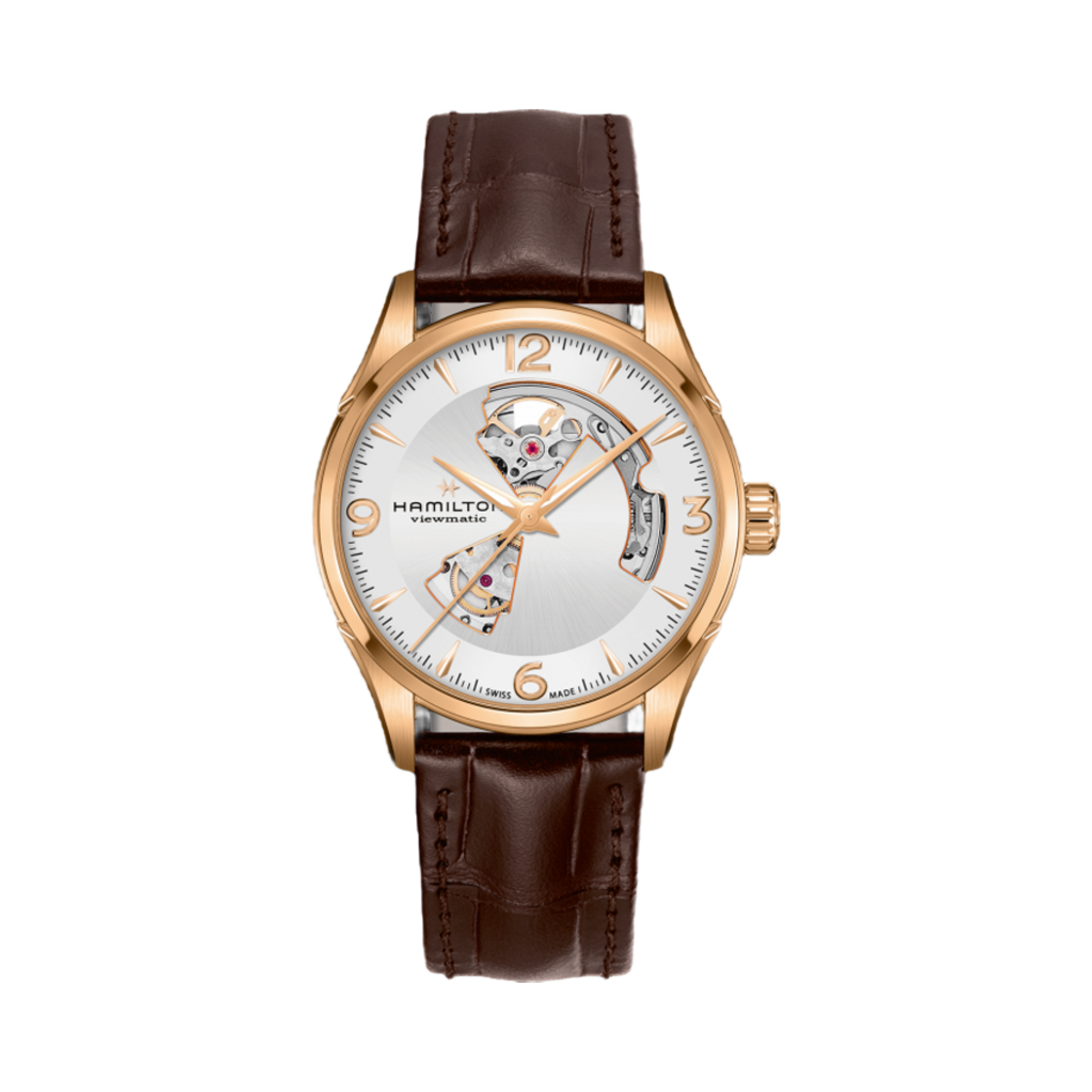 H32735551 Hamilton Jazzmaster Open Heart 42mm Stainless Steel Calf Leather White