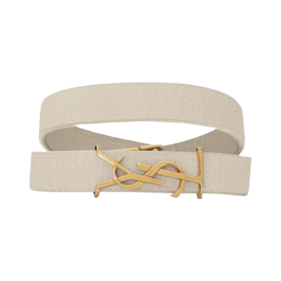 708795-BL40J-9207 (W) Saint Laurent Cassandre Double Wrap Bracelet In Leather Blanc Vintage