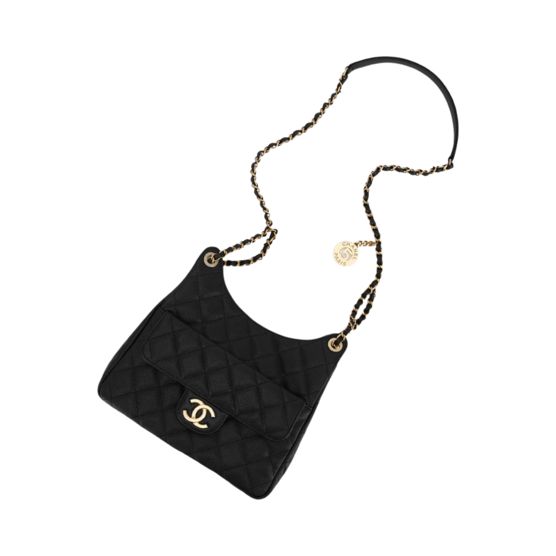 샤넬 호보백 카프스킨 & 골드 메탈 블랙(Chanel Hobo Bag Calfskin & Gold Black) - 3