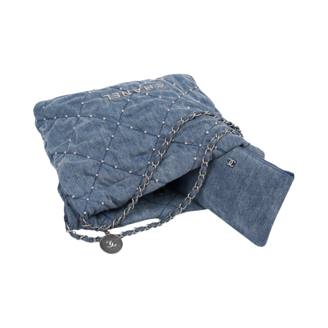 샤넬 22 스몰 핸드백 워시드 데님 & 실버 메탈 블루(Chanel 22 Small Handbag Washed Denim & Silver Blue) - 2