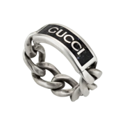 Gucci Logo Ring With Enamel Silver
