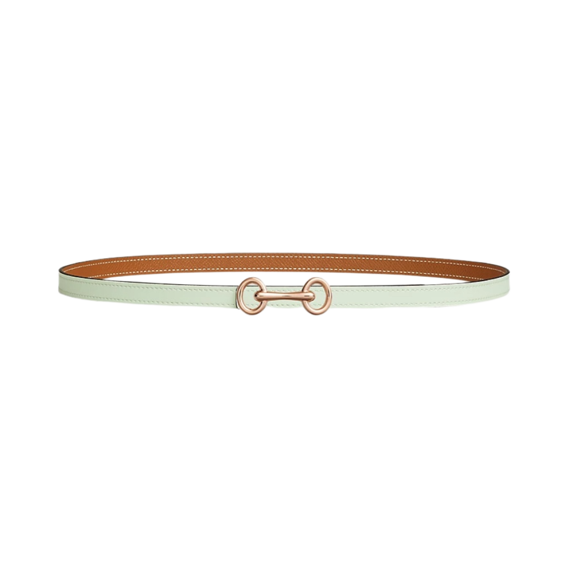 (W) 에르메스 헤리티지 벨트 버클 & 리버서블 가죽 스트랩 13mm & 핑크 골드 베르 피즈 골드((W) Hermes Heritage Belt Buckle & Reversible Leather Strap 13mm & Pink Gold Vert Fizz Gold) - 1