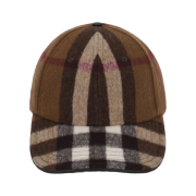 (W) Burberry Exaggerated Check Wool Baseball Cap Birch Brown