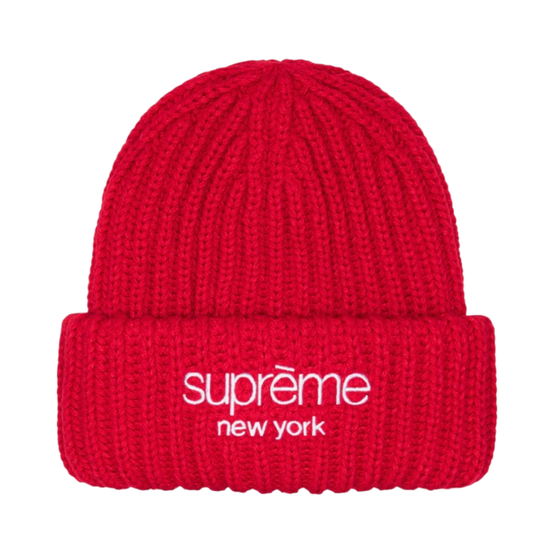 슈프림 클래식 로고 청키 립드 비니 레드 - 23FW