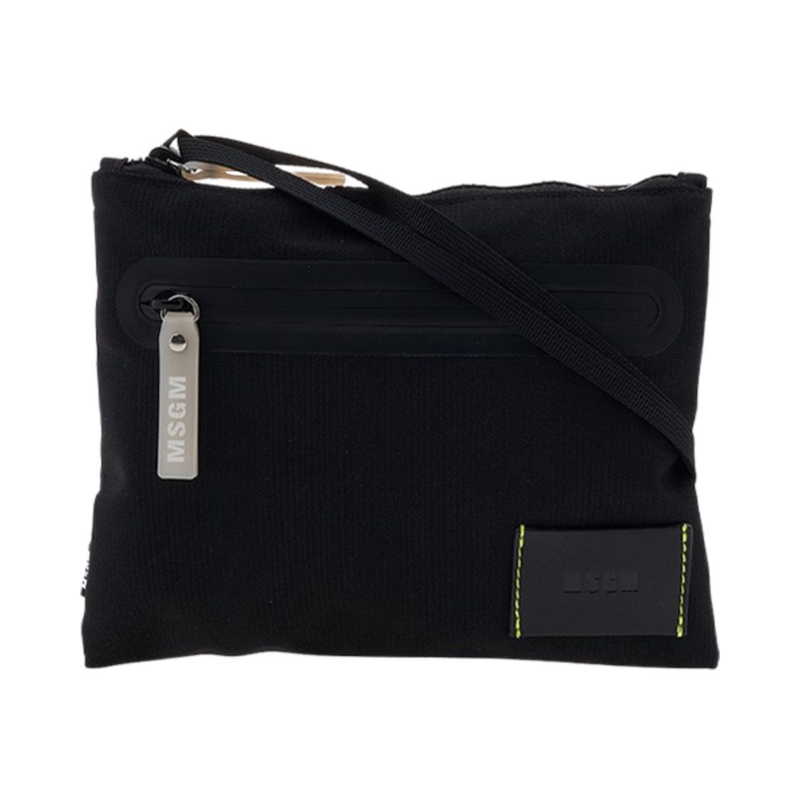 3340MZ93-371-99 MSGM Logo Patch Crossbody Bag Black