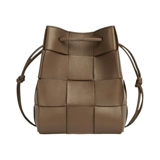 Bottega Veneta Small Cassette Crossbody Bucket Bag Taupe Grey