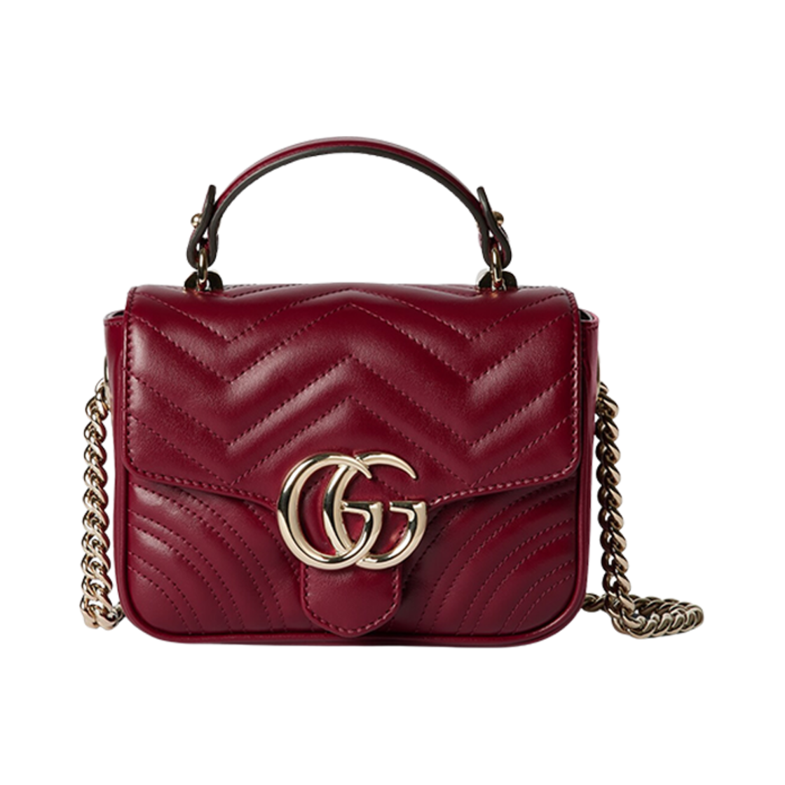 811238-AAECK-6207 Gucci GG Marmont Mini Top Handle Bag Rosso Ancora Red Leather