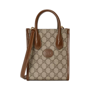 Gucci Mini Tote Bag with Interlocking G Beige Ebony Brown