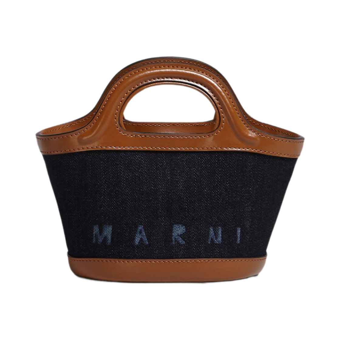 마르니 데님 앤 레더 트로피칼리아 마이크로 베스킷 토트백 블루블랙 모카(Marni Denim and Leather Tropicalia Micro Basket Tote Bag Blublack Moca) - 1
