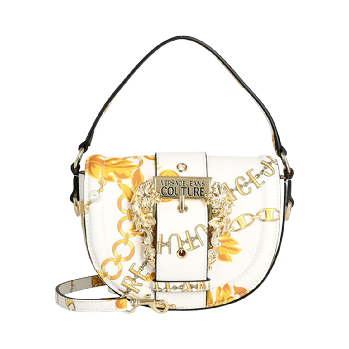 75VA4BF2-ZS807-G03 Versace Jeans Couture Logo Shoulder Bag White Gold