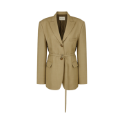 (W) Aviemuah Belted Wool Blend Blazer Beige